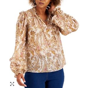 INC International Concept • Paisley-Print Peasant Top
